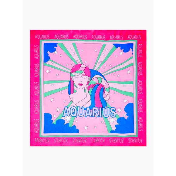 Aquarius Star Sign Print Satin Scarf - Zodiac Collection - Picture 1 of 2